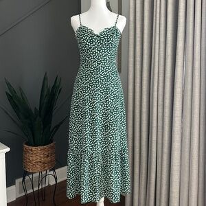 Lush Green Floral Coquette Babydoll Maxi Dress Size Small